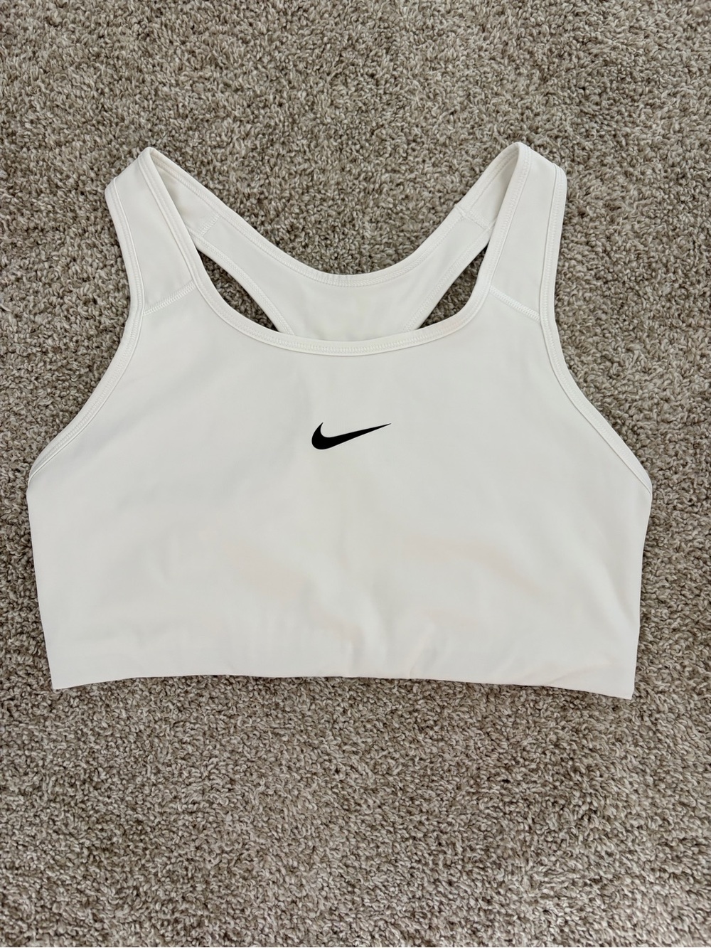 Nike White Sports Bra with Black Logo Accent - XL